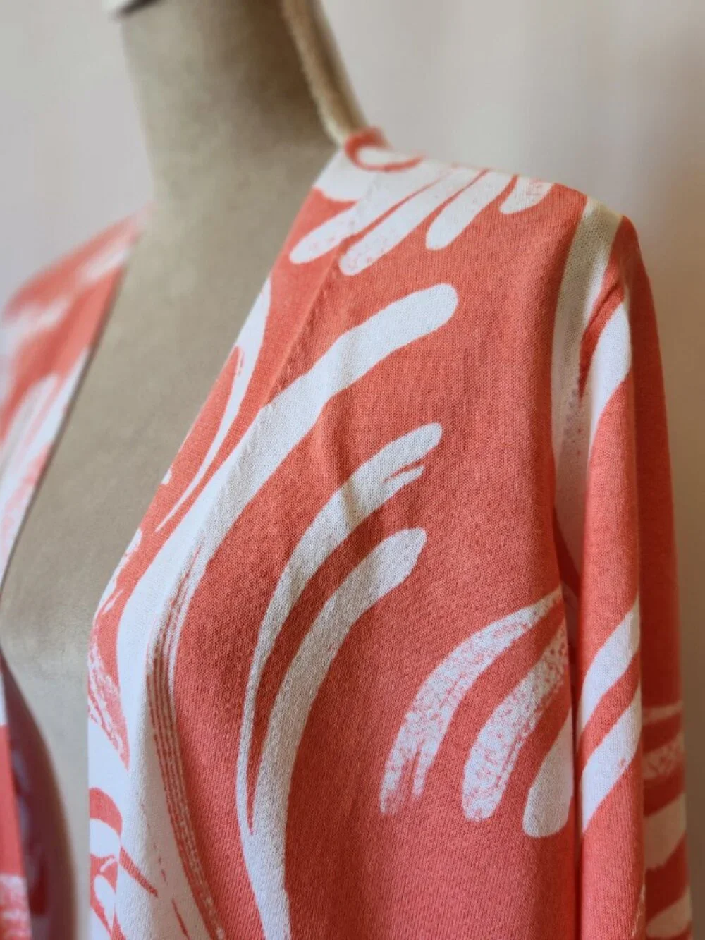 Chico's Women's Size 2/12-14 (L) Orange Summer Romance Open Front Cardigan